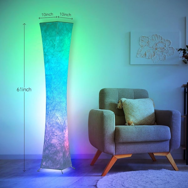 SUNMORY 61 in. Square RGBIC Floor Lamp with Remote, App Control