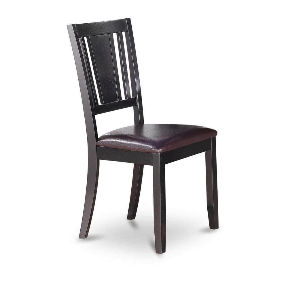 Black Faux Leather Upholstered Wooden Chairs With Cushion, (Set of 2) price history on PriceWatchPro