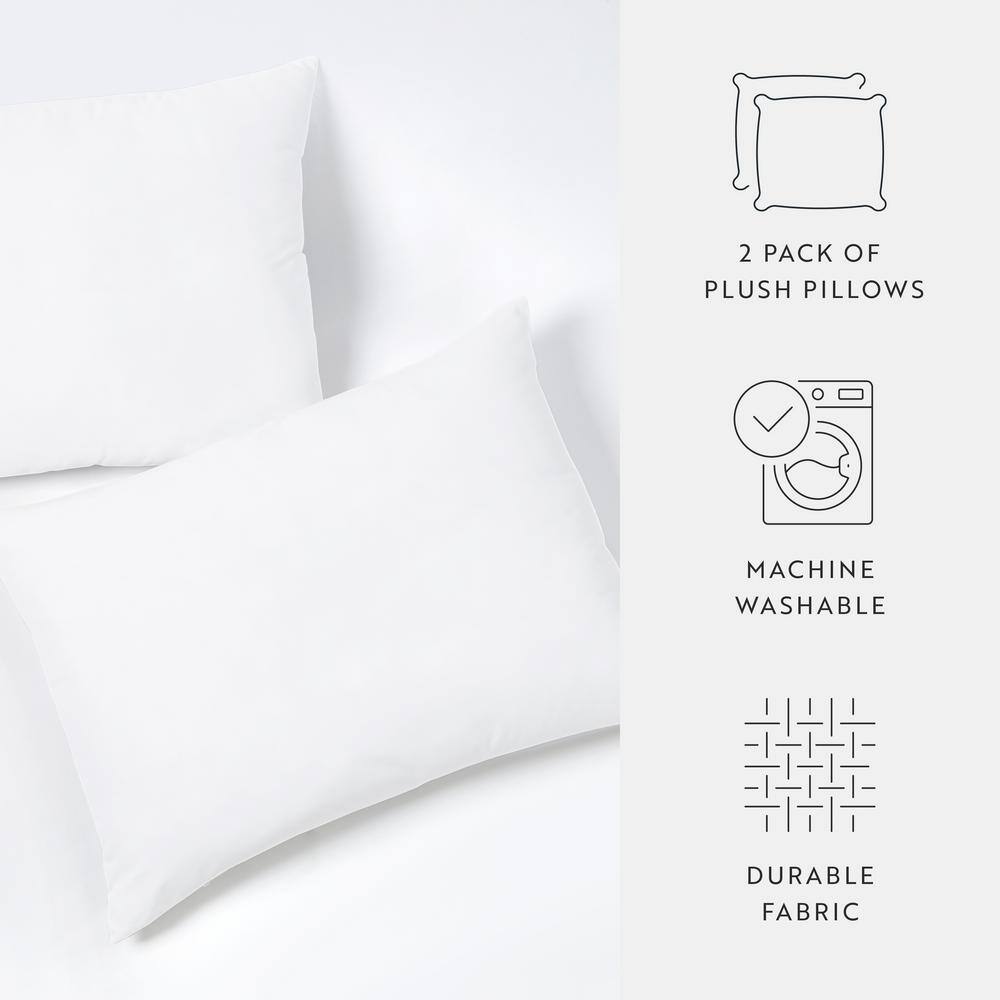 White Hypoallergenic Polyester Standard Bed Pillows Set