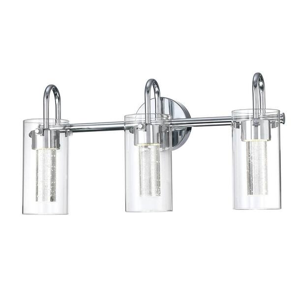 PUDO 22 in. W 3Light White WallMounted Light Vanity Light with Frosted Glass Shade