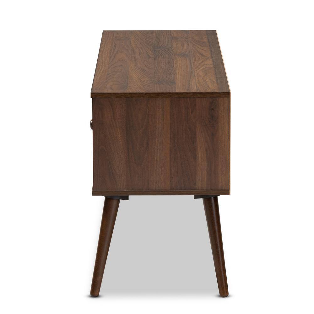 Walnut Brown Mid-Century Modern 2-Door TV Stand