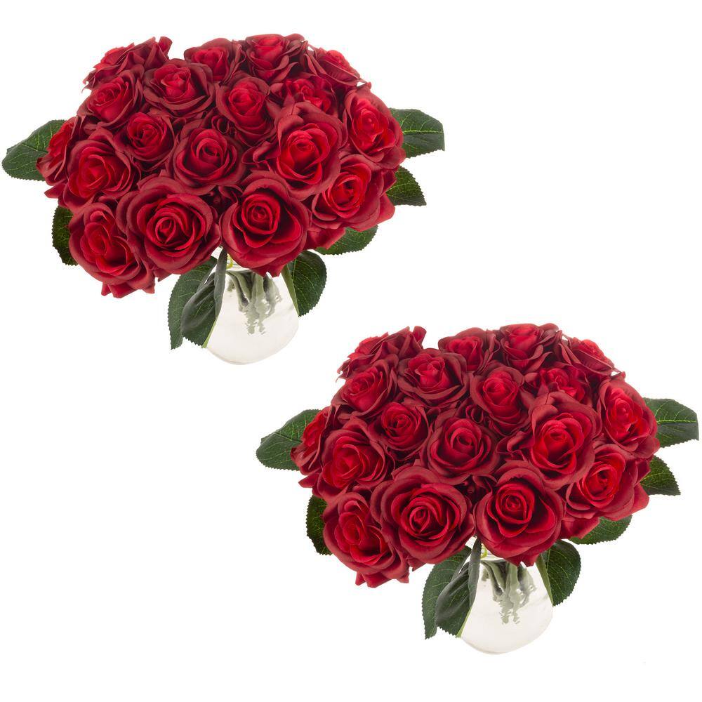 Pure Garden Red Artificial Rose Flowers 11.5 in. with Stems 36Piece