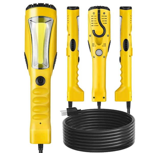 120 Volt LED Work Light 18W Yellow Handheld Trouble Light with 25 ft. Cord and Swivel Hook for Garage and Workshop