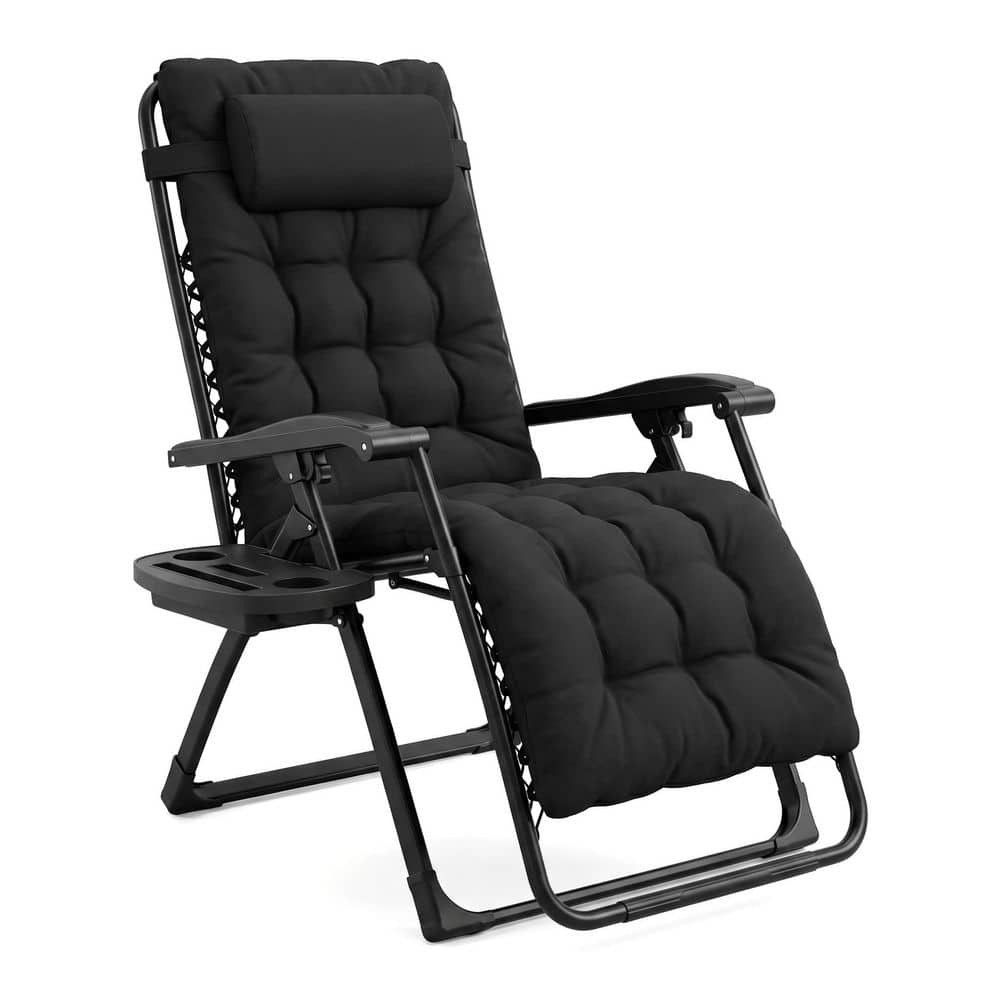 Zero Gravity Chair Metal Outdoor Chaise Lounge with Black Cushions, 440 lb Capacity price history on PriceWatchPro