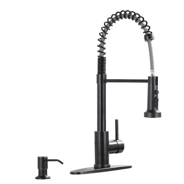 Single Handle Pull Down Sprayer Kitchen Faucet with Soap Dispenser High-Arc Sink Faucet in Oil Rubbed Bronze