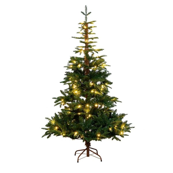 Nearly Natural 6 ft. Pre-Lit Artificial Idaho Mixed Fir Christmas Tree with 130 Warm White LED Lights