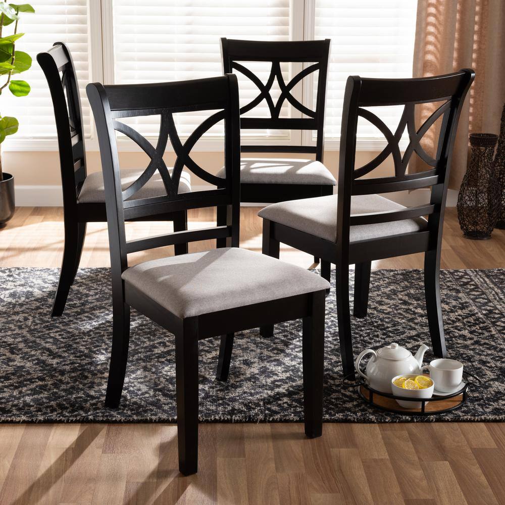 Clarke Gray Upholstered Espresso Wood Dining Side Chair Set