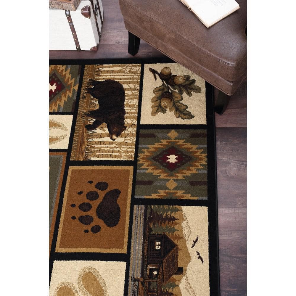 Nature Lodge 4' x 6' Blue Spot Synthetic Rectangular Rug