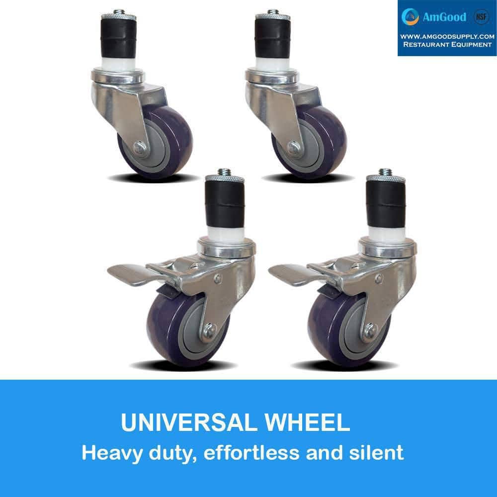3 in. Purple and Silver Swivel Caster Wheels for Utility Tables