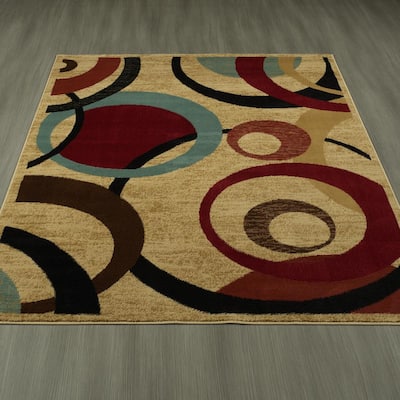 Royal Collection 8 ft. x 10 ft. Contemporary Abstract Beige Area Rug