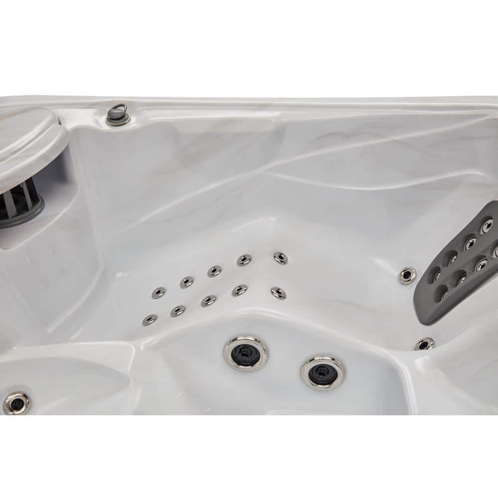 Gray Acrylic 3-Person Rectangular Hot Tub with LED Lighting