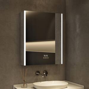 Eos 24 in. W x 36 in. H Rectangular Aluminum Recessed or surface-mounted LED Medicine Cabinet with Mirror, Left Hinge