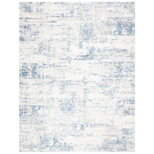 Amelia 11 ft. x 15 ft. Ivory/Blue Abstract Distressed Area Rug