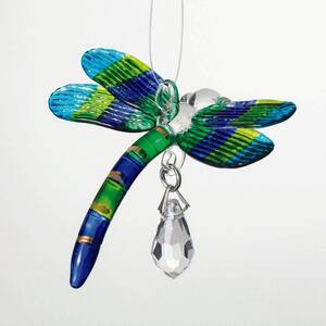 Woodstock Rainbow Makers Collection, Fantasy Glass, 1.5 in. Dragonfly Peacock Crystal Suncatcher