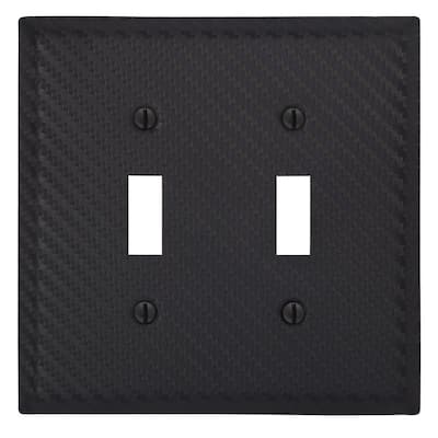 Branston 2 Gang Toggle Steel Wall Plate - Black