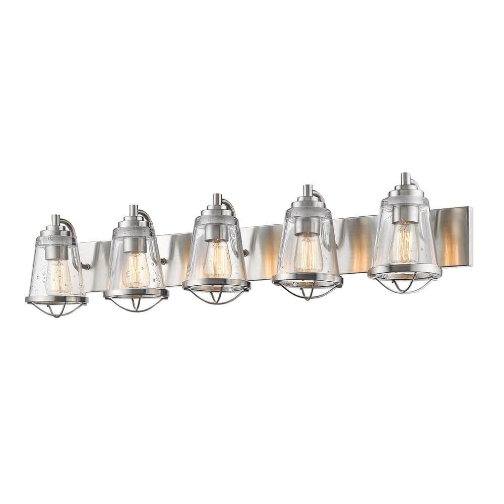 Mariner 40" Brushed Nickel 5-Light Vanity Fixture with Glass Shades
