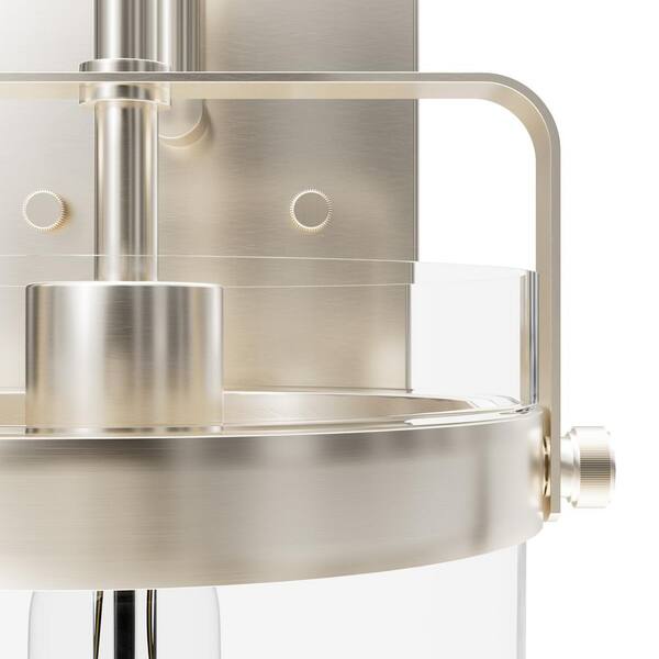 Hunter - Karloff 1-Light Brushed Nickel Wall Sconce with Clear Glass Shade