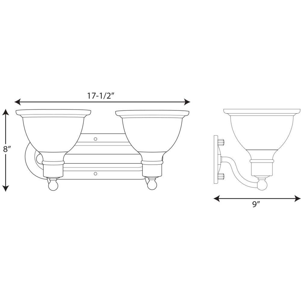 Madison Brushed Nickel 2-Light Wall Bracket with White Etched Glass