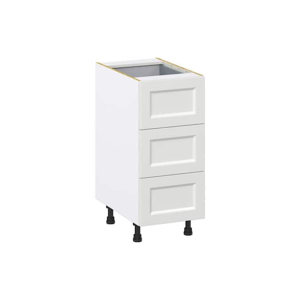 J COLLECTION Laramie 15 in. W x 24 in. D x 34.5 in. H Assembled Drawer Base Kitchen Cabinet in Painted Bright White with 4 Drawers