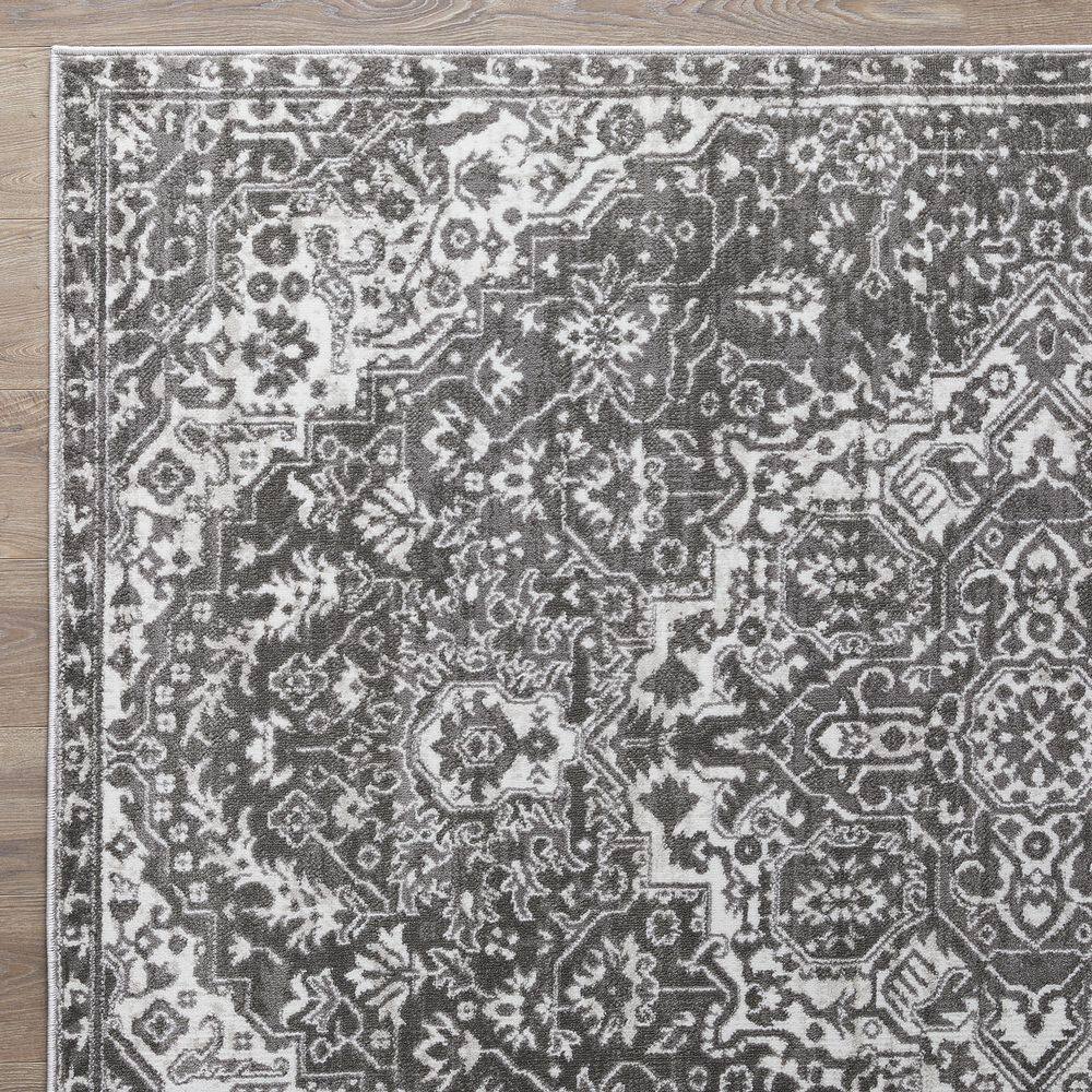 Gray 9' x 12' Synthetic Stain-Resistant Rectangular Area Rug