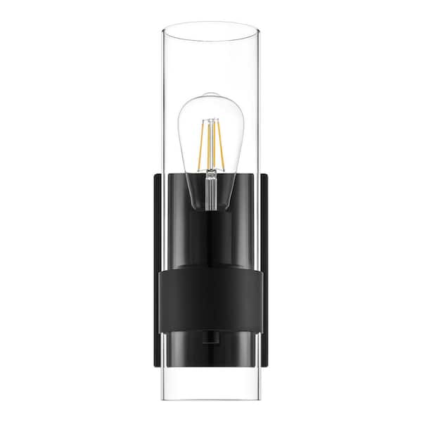 Denbeck 4.5 in. W Matte Black 1-Light Sconce Clear Glass