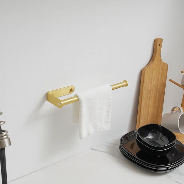 BWE Wall Mount Paper Towel Holder Bulk-Self-Adhesive Under Cabinet in Brushed Gold
