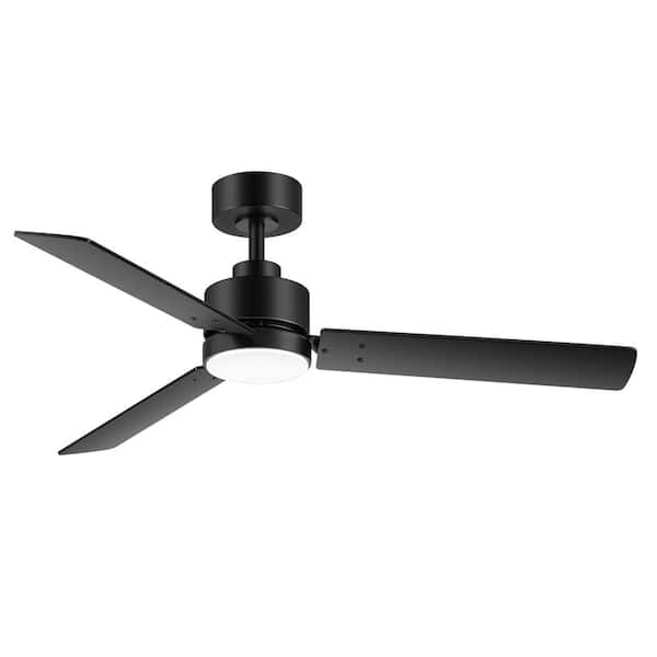 Breezary Bartholomew 48 in. Indoor Black Ceiling Fan with LED Light and Remote Control Included