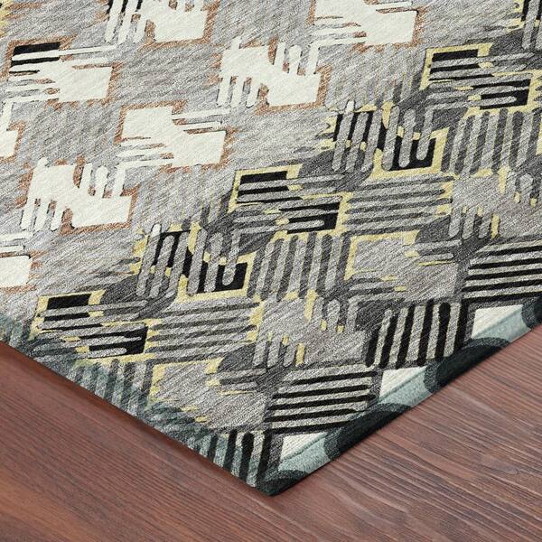 Chantille Machine Washable Indoor/Outdoor Abstract ACN2773 Black 10 ft. x 14 ft. Area Rug