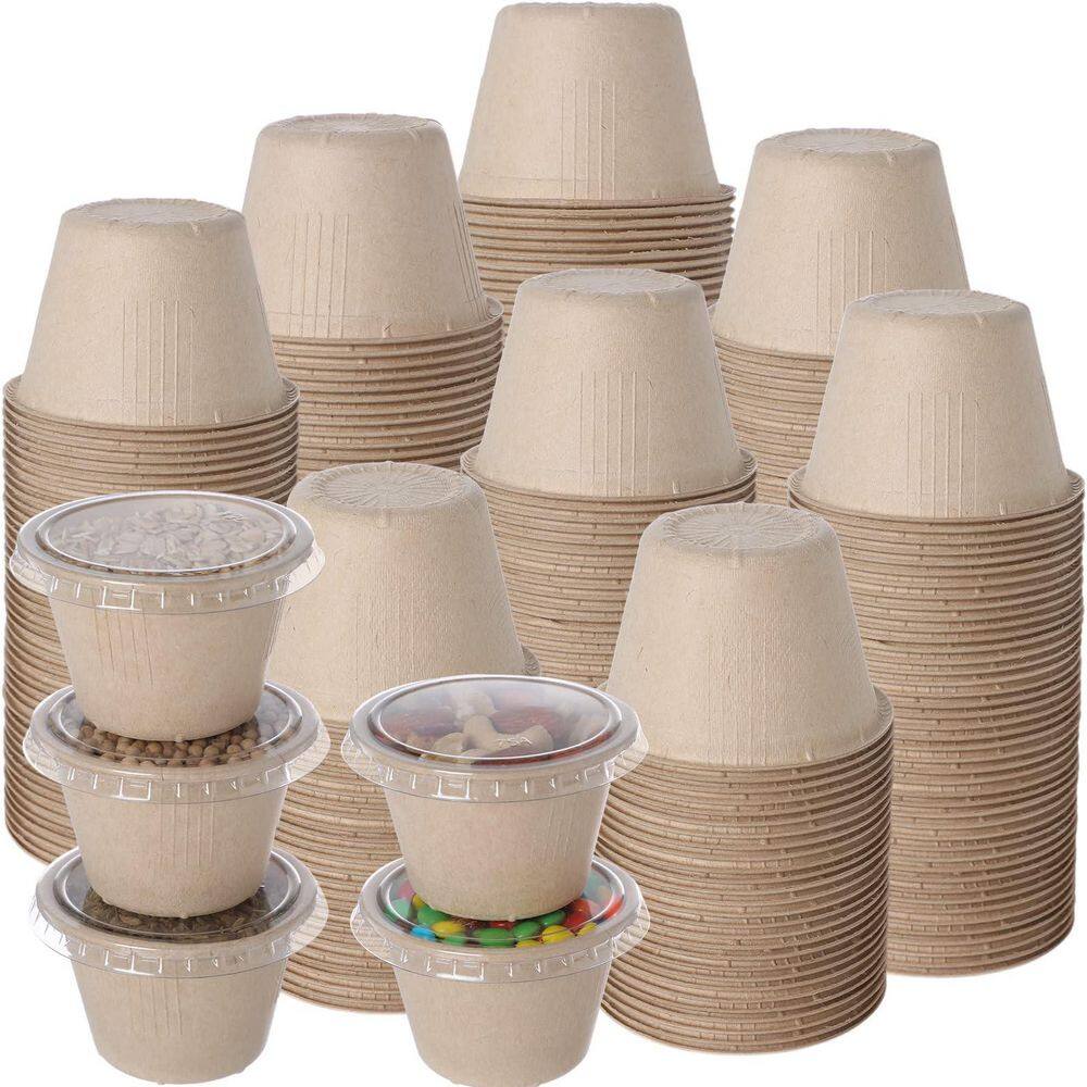 100 Pack 4 oz White Bagasse Fiber Disposable Food Storage Condiment Cups with Lids for Sauce Salad Ketchup price history on PriceWatchPro