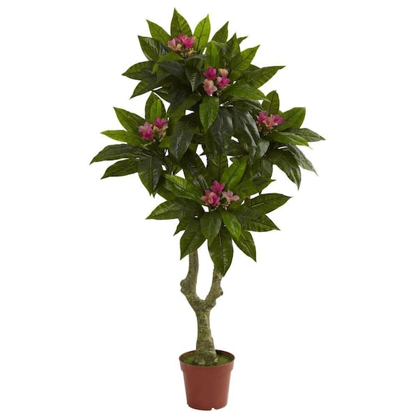 Photo 1 of *VASE/POT DIFFERENT COLOR** 5 ft. Artificial UV Resistant Indoor/Outdoor Plumeria Tree