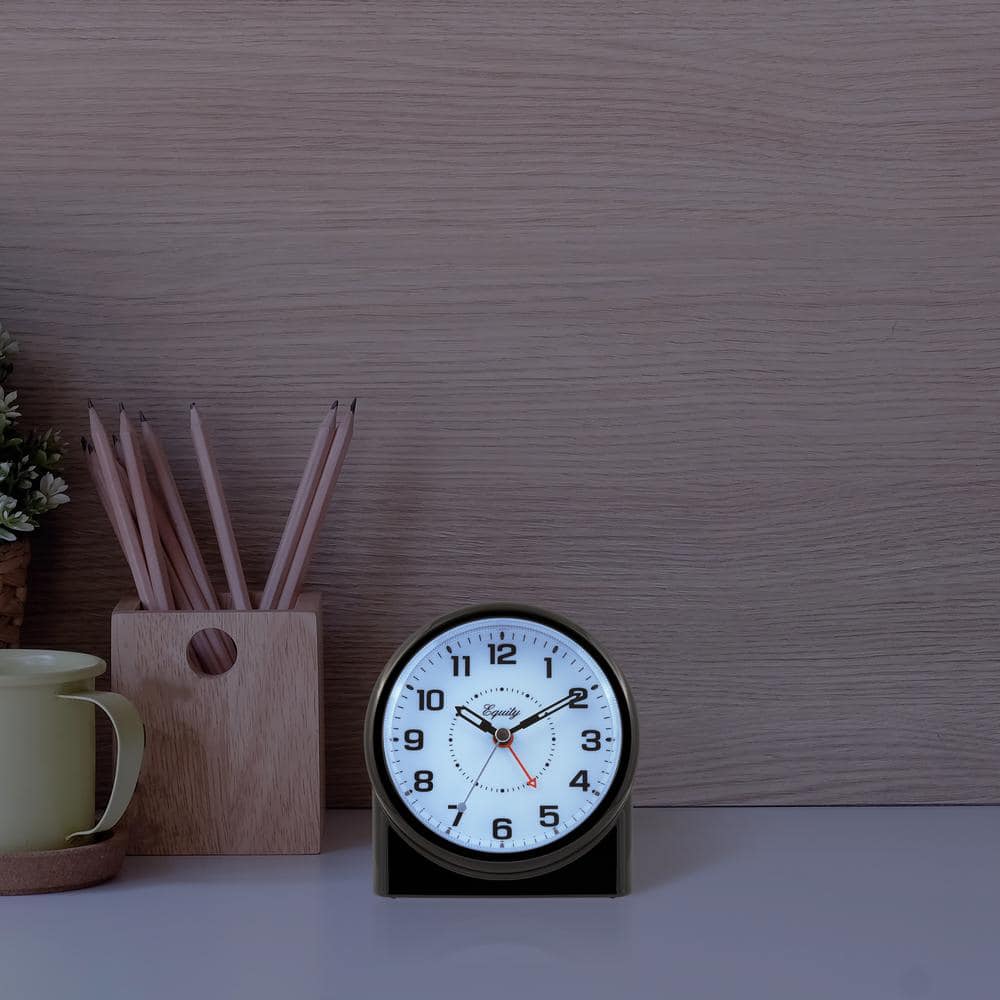 Equity Black and White Analog Alarm Clock with Night Vision