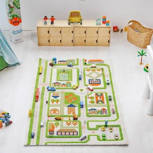 Traffic Green 3D 3 ft. x 5 ft. 3D Soft and Cozy Non-Toxic Polypropylene Play Area Rug for Kids Bedroom or Playroom