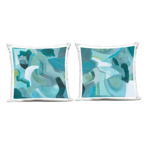 Stupell Industries Energetic Blue Patterns Black Square Outdoor Throw Pillow 2-Pack
