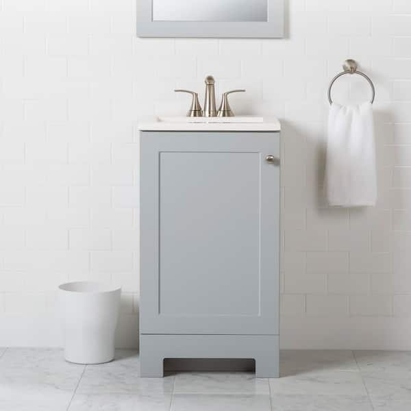 19 in. Single Sink Pearl Gray Bath Vanity with White Cultured Marble Top (Assembled)