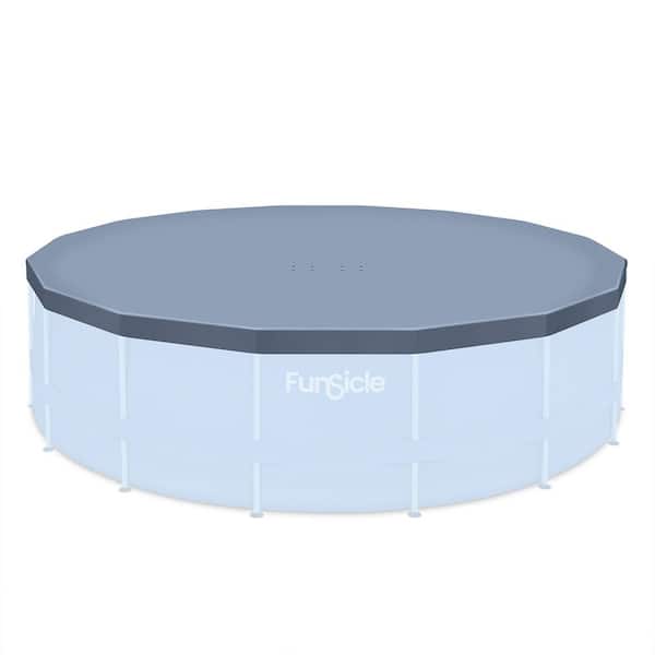 Funsicle 16 ft. x 16 ft. Round Gray for Above Ground Pool Frame Safety Cover with String Lock, Accessory Only