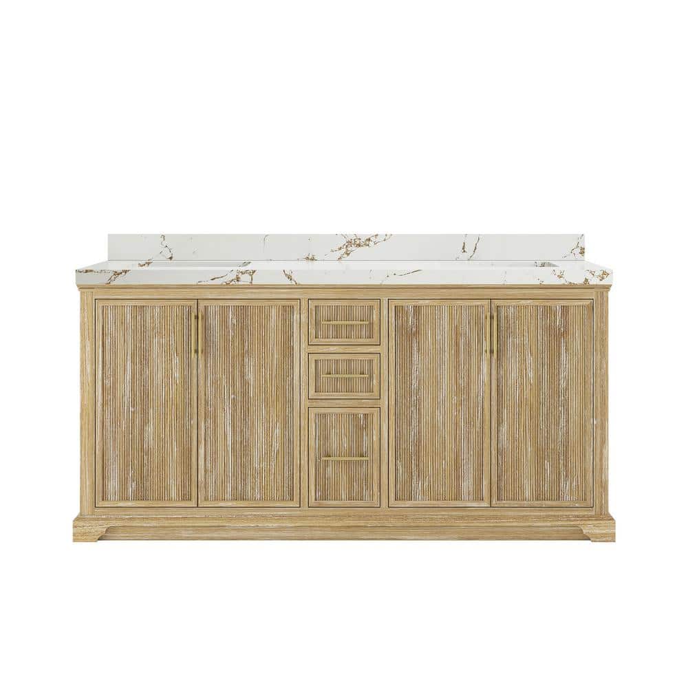 Alys Teak 72 in. W x 22 in. D x 36 in. H Double Sink Bath Vanity in Whitewashed with 2 in. Viola Brown qt. Top price history on PriceWatchPro