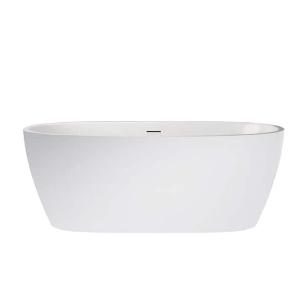 Vinnova Everly 59 in. x 31.5 in. Acrylic Flatbottom Soaking Bathtub in White