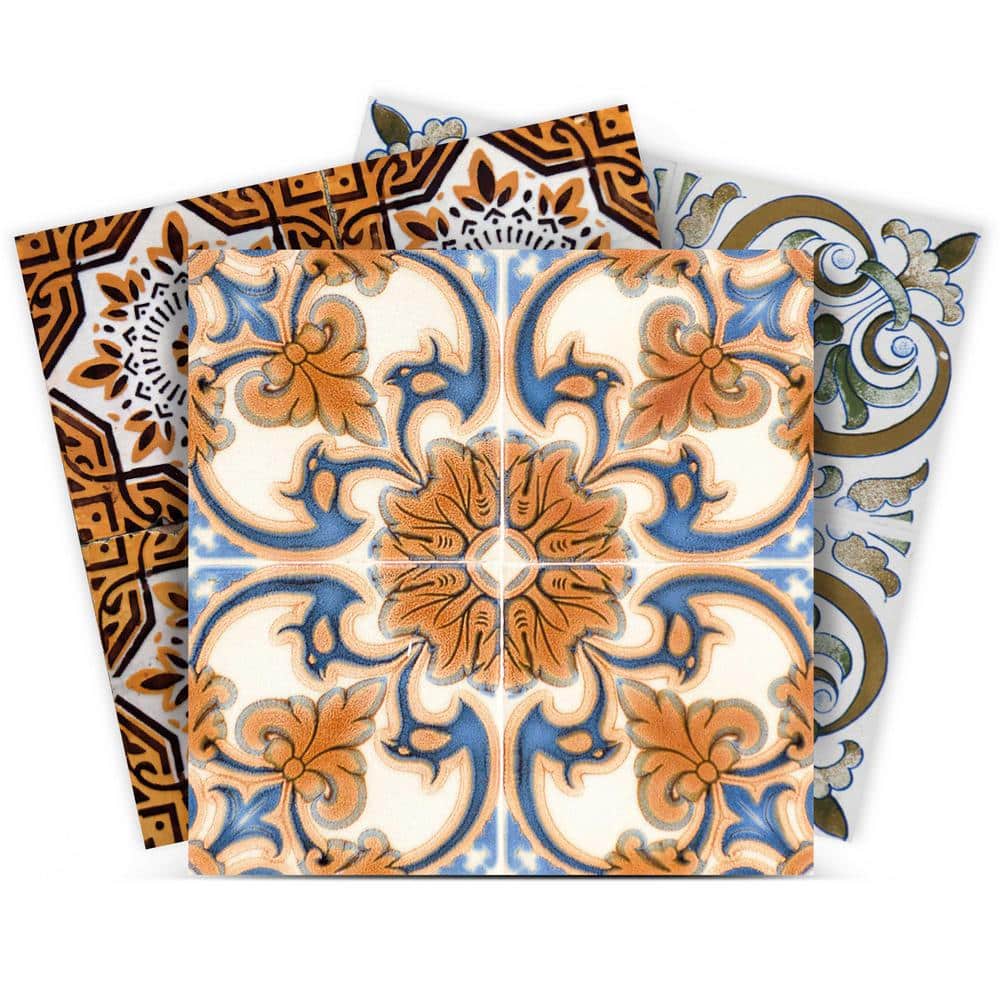 Blue, White and Orange H407 4 in. x 4 in. Vinyl Peel and Stick Tile (24-Tiles, 2.67 sq. ft. / Pack) price history on PriceWatchPro