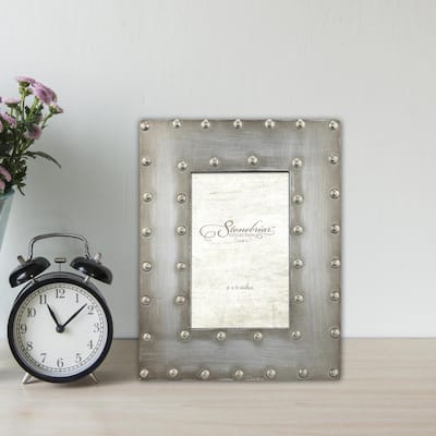 1-Opening 4 in. X 6 in. Silver with Rivet Detail Picture Frame