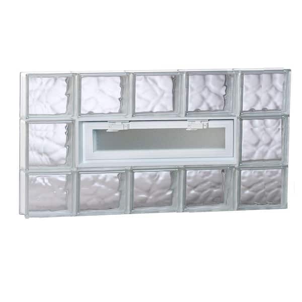 Clearly Secure 38.75 in. x 19.25 in. x 3.125 in. Frameless Wave Pattern Vented Glass Block Window