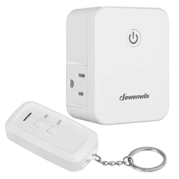 DEWENWILS Indoor Wireless Remote Control Outlet, No Interference Remote Light Switch with 2 Side Outlets, 100ft RF Range