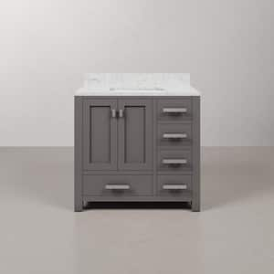 Madison 36 in. W x 21.5 in. D x 34 in. H Single Sink Bath Vanity in Cashmere Grey with Carrara White Marble Top