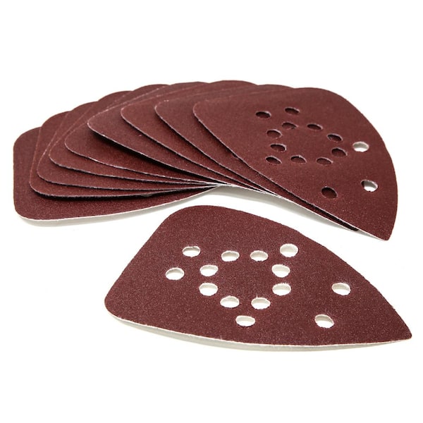 WEN 5 in. x 3.75 in. 80-Grit Hook and Loop Palm Sander Sandpaper for the Cordless Palm Sander (10-Pack)
