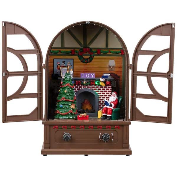 LED Lighted and Musical Retro Radio with Santa Scene Christmas Decoration-12.5"