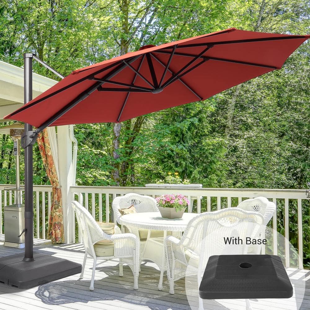 Sonkuki 11 Ft. Aluminum Cantilever Patio Offset Umbrella Outdoor With A ...