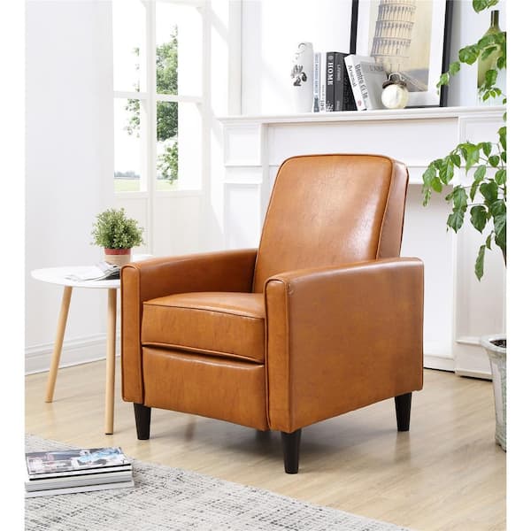 Tall Mocha Faux Leather, Faux Leather Reclining Club Chair