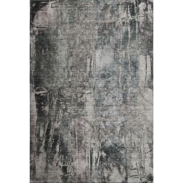 Mayfield Premium Machine Washable Abstract AMF2236 Gray 3 ft. x 5 ft. Area Rug