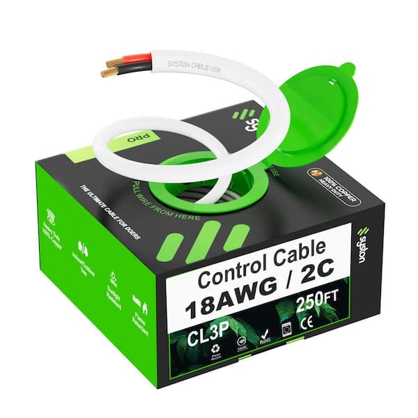 250 ft. 18/2 White CMP/FPLP/CL3P-Plenum Rated Stranded-Unshielded Bare Copper Security/Alarm/Control/Sound Wire