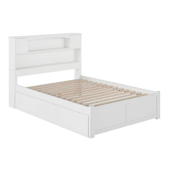 Newport White Full Platform Bed with Flat Panel Foot Board and 2-Urban Bed Drawers