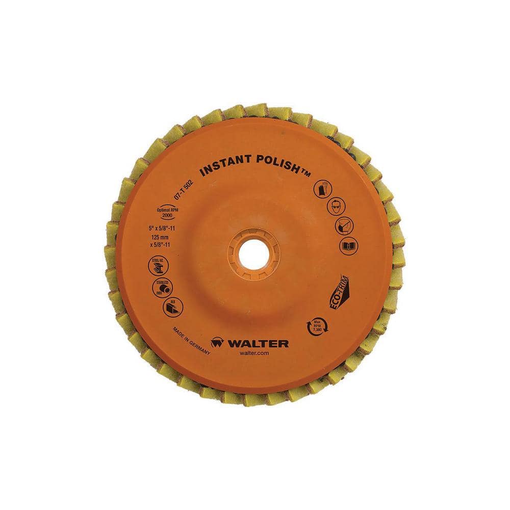 WALTER SURFACE TECHNOLOGIES Instant Polish 5 in. x 5/8-11 in. GR Polish Finishing Flap Disc (Pack of 5)